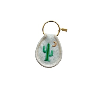 Embroidered Cactus Patch Keychain