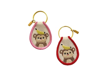 Porte-clés avec écusson singe brodé