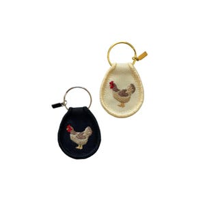 Embroidered Chicken Keychain, Patch Keychain