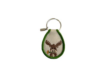 Porte-clés orignal brodé, porte-clés écusson