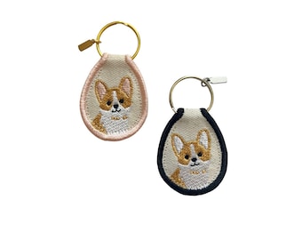 Porte-clés écusson corgi brodé