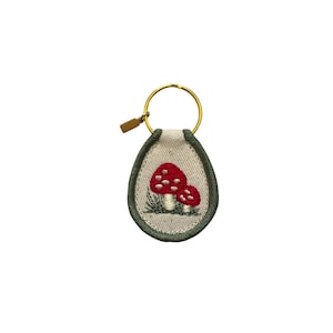 Embroidered Mushroom Keychain, Patch Keychain