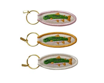 Porte-clés avec écusson brodé | Porte-clés poisson truite