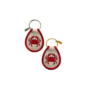 Embroidered Crab Keychain, Patch Keychain