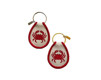 Porte-clés brodé crabe, écusson