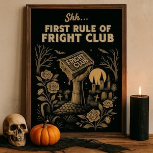 ハロウィーンデジタルダウンロード、Fright Clubポスター、ハロウィーンやパーティーの装飾、パロディウォールアート