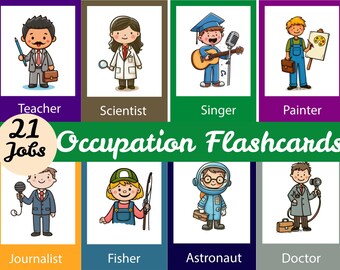 子供向けフランス語と英語の仕事フラッシュカード | 地域支援者の印刷可能 | 職業カード | モンテッソーリ学習 | 職業フラッシュカード