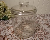 Antique Glass Tobacco Jar - Clear Glass Humidor, District N.C. - Factory No. 64 - 20-060