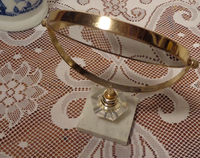 Round Stand Vanity Mirror With Marble Base Two Side Dresser Etsy