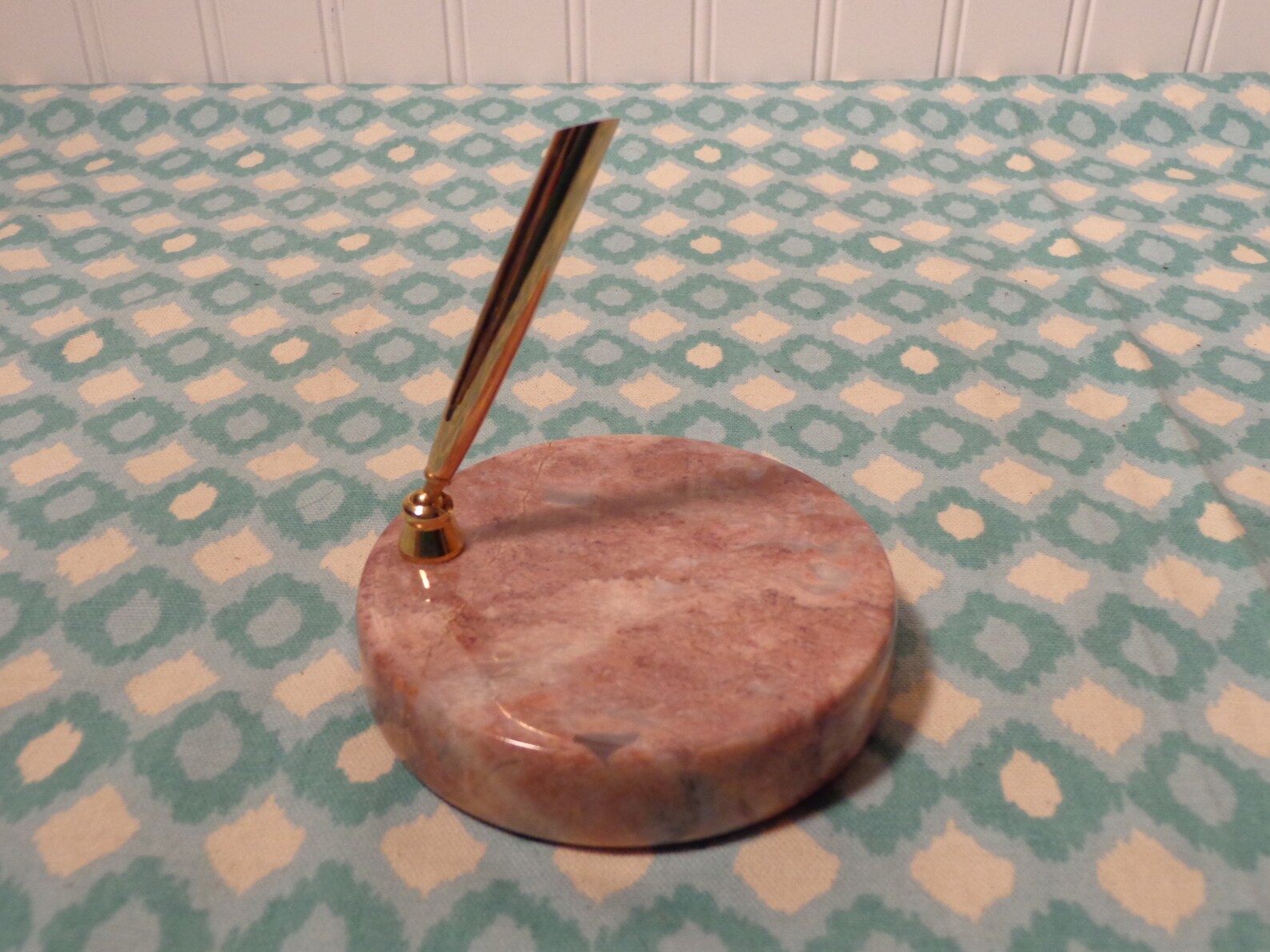 Marble Pen Holder Polished Marble and Brass Pen Holder Etsy