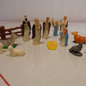 Nativity Figurines made of Celluloid - Miniature Nativity Figurines - Set of Fifteen (15) - 24-255