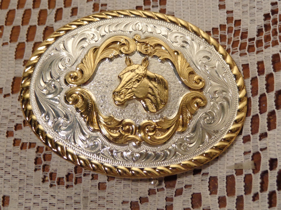 Horse Belt Buckle by Montana Silversmiths Silverplate and Etsy