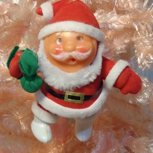 Santa Ornament - Vintage Flocked Santa Claus - 23-413