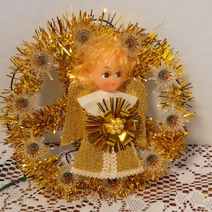 Tree Topper Angel - Lighted Tinsel Angel Wreath - 19-507A
