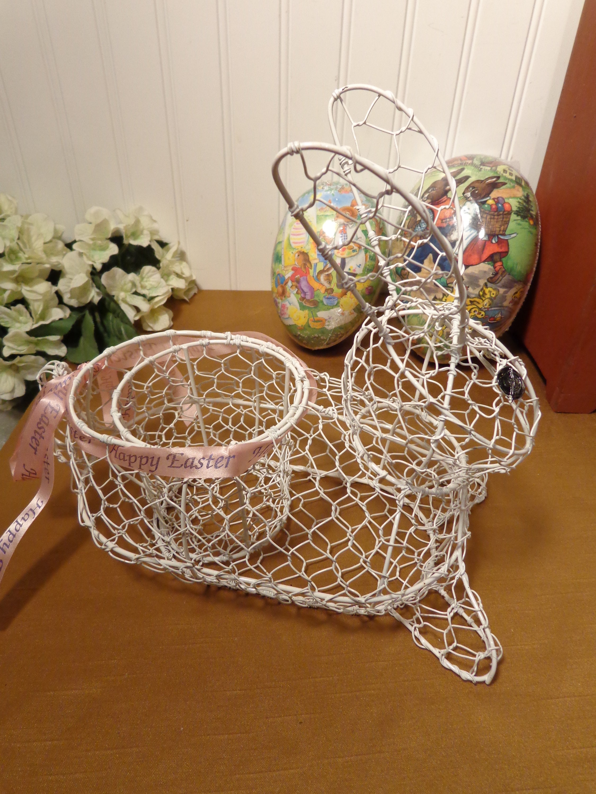 Metal Wire Egg Basket Easter Bunny Egg Basket 21330 Etsy