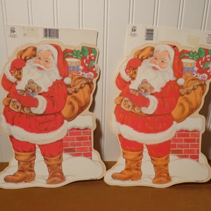 Vintage Christmas Wall Art - Die Cut Cardboard Santa&#39;s by Eureka - 15-423