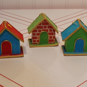 Putz House Ornaments - Small Putz House Hanging Ornaments - Made in Japan - 25-177