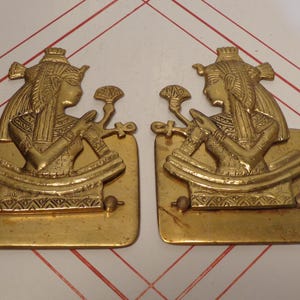 Brass Bookends - Egyptian Bookends - Foldable Brass Cleopatra Bookends - 18-254