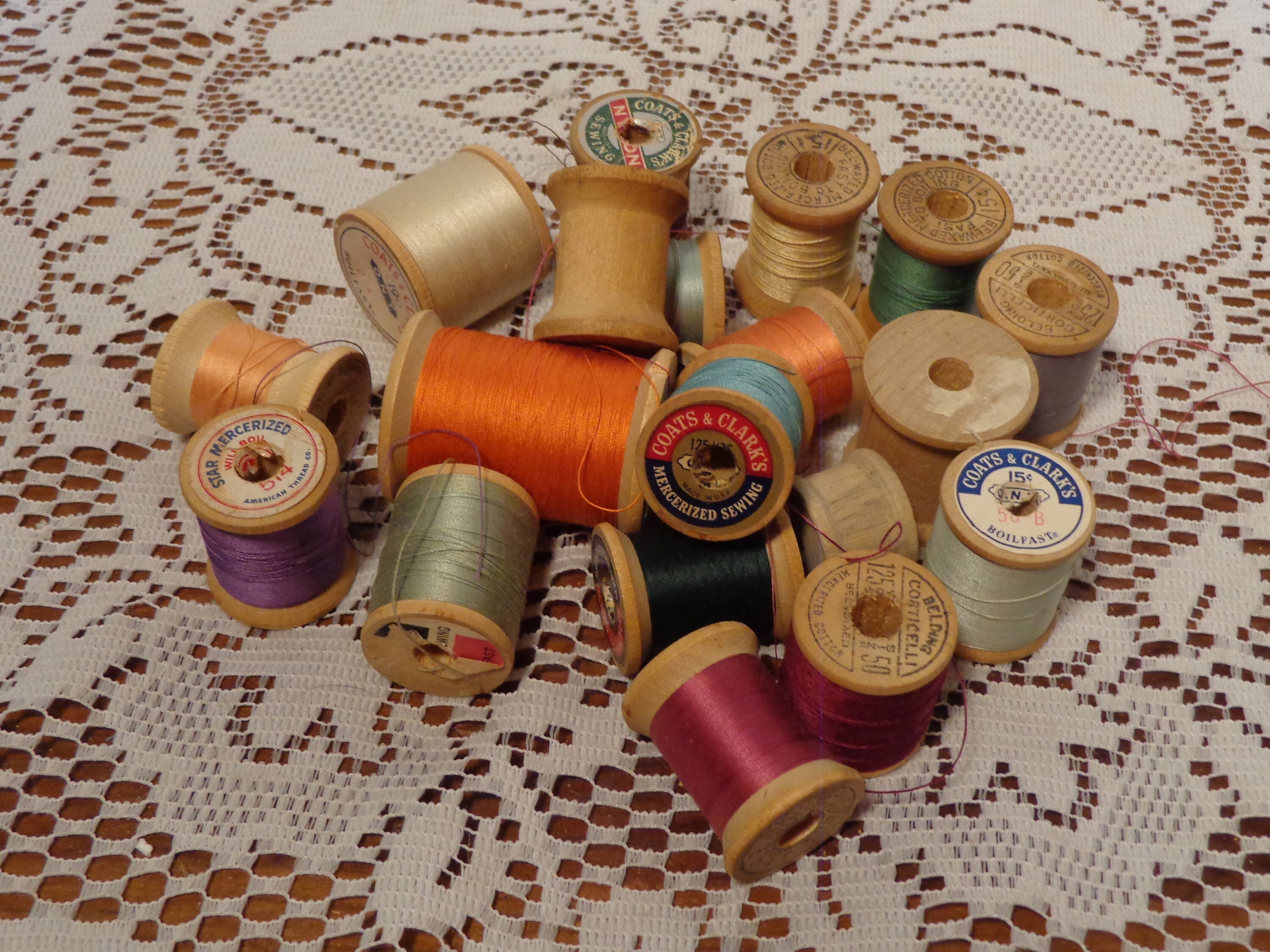 Vtg Sewing Thread Lot 26 Wood Spools Coats Clark Belding Corticelli  Mercerized – 北木健身