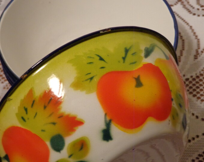 Fruit Motif Enamel Bowls Enamelware Fruit Bowls Set of Etsy