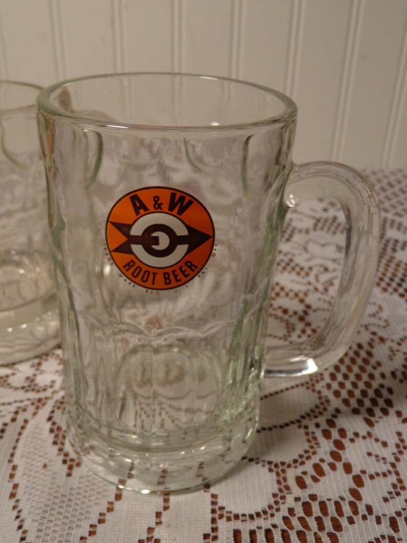 Vintage A & W Root Beer Mugs A and W Bullseye Glass Mugs Etsy