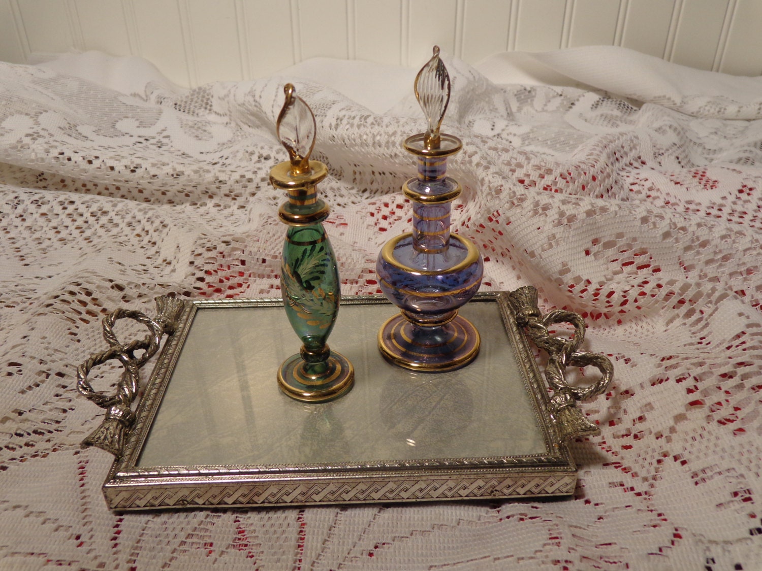 Vintage Silver Vanity Perfume Tray Display Tray with Bow Etsy
