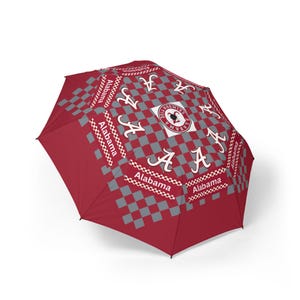 Alabama Checkered Semi-Automatic Foldable Umbrella - Perfect for Game Days, Rainy Commutes, Tailgating Events, Gifts