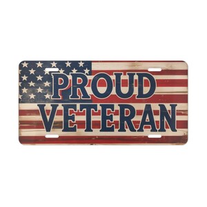 Proud Veteran Vanity Plate | Customizable Car Tag, Patriotic Gift, Military Pride Decor, Unique Auto Accessory, Veterans Day