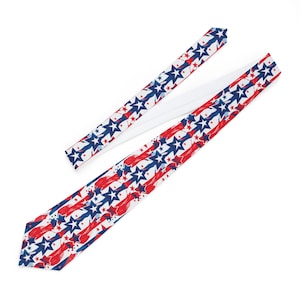 Patriotic Necktie, Red White and Blue Tie, USA Flag Necktie, Independence Day Accessory, Men&#39;s Fashion Tie, Gift for Father&#39;s Day
