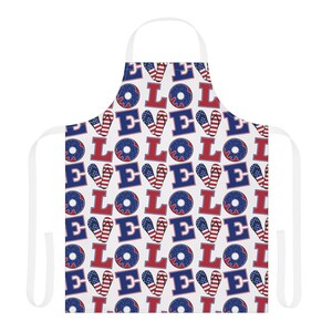 Patriotic Love Apron, Kitchen Gift, BBQ Apron, Home Chef Gift, Holiday Cooking, 4th of July, Family Gatherings