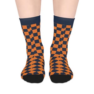 Auburn Stylish Checkerboard Mid-length Socks, Trendy Footwear for All Occasions, Perfect Gift for Holidays, Cozy Casual Socks,