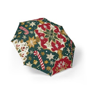 Paraguas plegable festivo/Regalo navideño, accesorio navideño, impermeable elegante, diversión al aire libre, paraíso invernal
