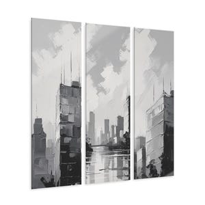 Modern Cityscape Acrylic Prints, Urban Wall Art, Triptych Artwork, Home Decor, Gift for Art Lovers, Contemporary Design