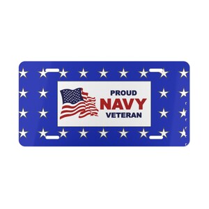 Patriotic Vanity Plate for Veterans | Proud Navy Veteran License Plate, Military Decor, Car Accessories, Gift for Holidays