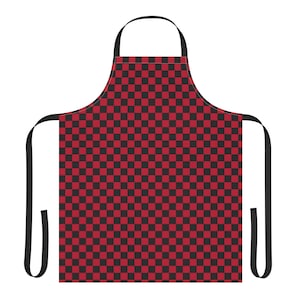 Georgia Checkered Apron, Red and Black Kitchen Apron, Cooking Gift for Chefs, Home Baking, BBQ Parties, Holiday Cooking