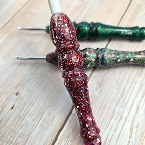 Ergonomic Handmade Resin Crochet Hook- Santa Baby