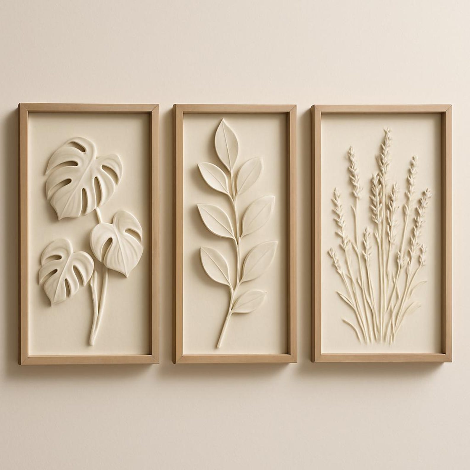 3D Minimalist Botanical Wall Art Set | Printable - Etsy