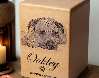 Gepersonaliseerde crematiedoos, houten aangepaste huisdier-urn voor hond, hondherdenkingscadeau, asaandenken