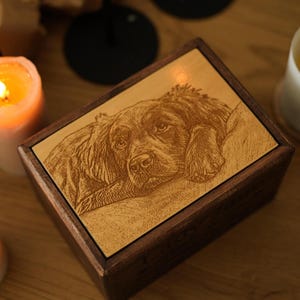 Photo Urn Ashes Keepsake Gift, Wooden Pet Cremation Urn, Personalized Dog or Cat Memorial Box