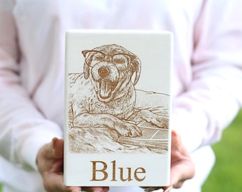 Personalized Pet Cremation Urn, Wooden Memorial Box, Photo Keepsake