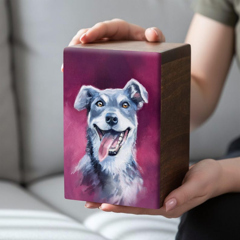 Personalized Cremation Box, Wooden Custom Pet Urn for Dog, Dog Memorial Gift, Ashes Keepsake image 6