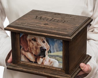 Custom Wooden Pet Urn, Dog Urn for Ashes, Personalized Memorial Gift