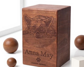 Personalized Wooden Pet Urn with Photo - Dog & Cat Memorial Keepsake Box