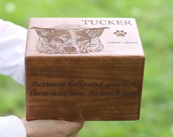 Engraved Dog Urn, Handmade Wooden Pet Memorial, Loss Gift