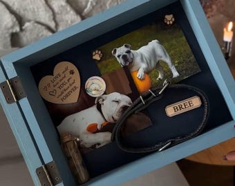 Pet Memorial Shadow Box: cornice ricordo per collare, pelliccia e foto