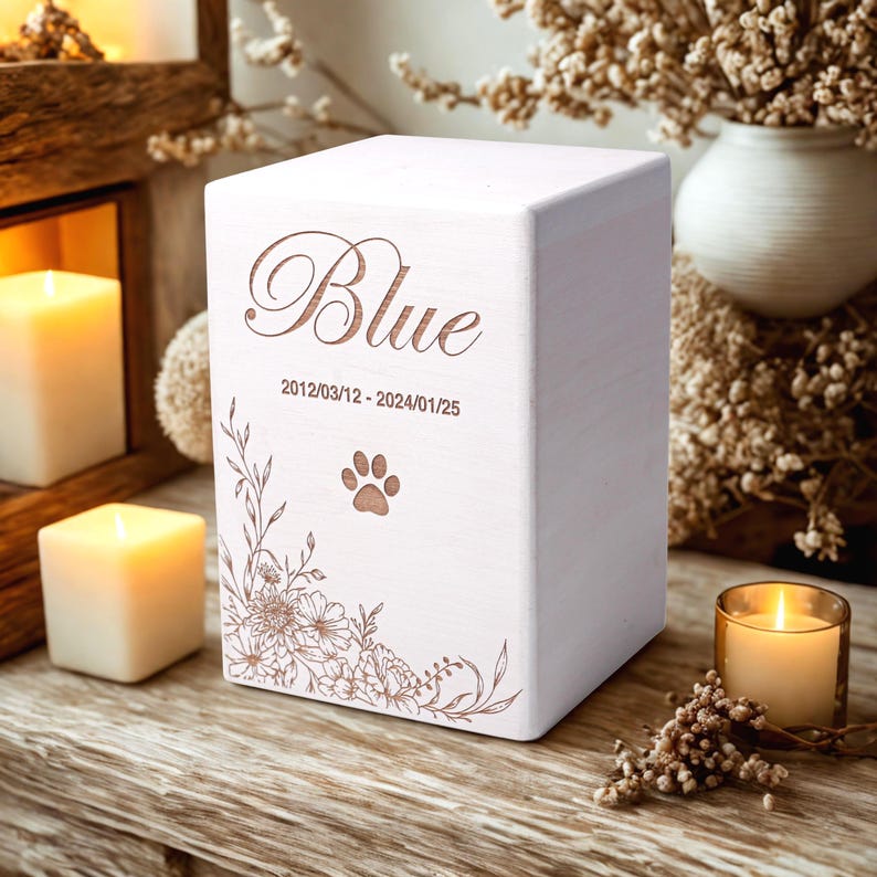 Personalized Cremation Box, Wooden Custom Pet Urn for Dog, Dog Memorial Gift, Ashes Keepsake image 15