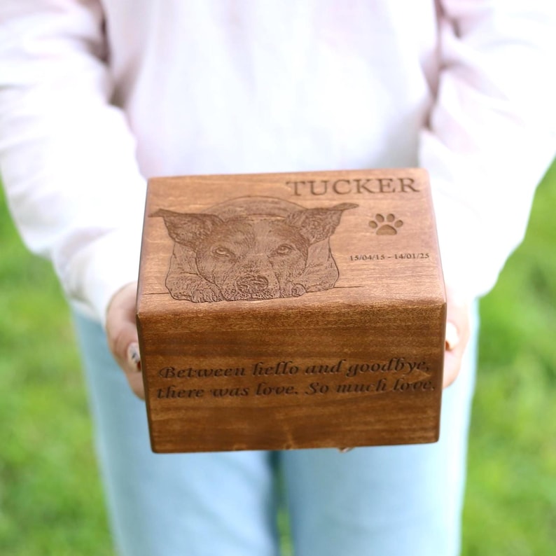 Personalized Cremation Box, Wooden Custom Pet Urn for Dog, Dog Memorial Gift, Ashes Keepsake image 13