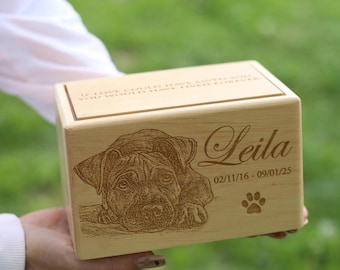 Urna de madera personalizada para cenizas, urna para perro personalizada, regalo conmemorativo para mascotas, caja de cremación de recuerdo