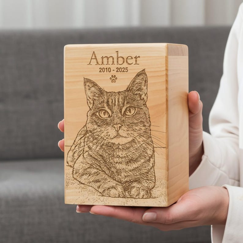Personalized Cremation Box, Wooden Custom Pet Urn for Dog, Dog Memorial Gift, Ashes Keepsake image 8