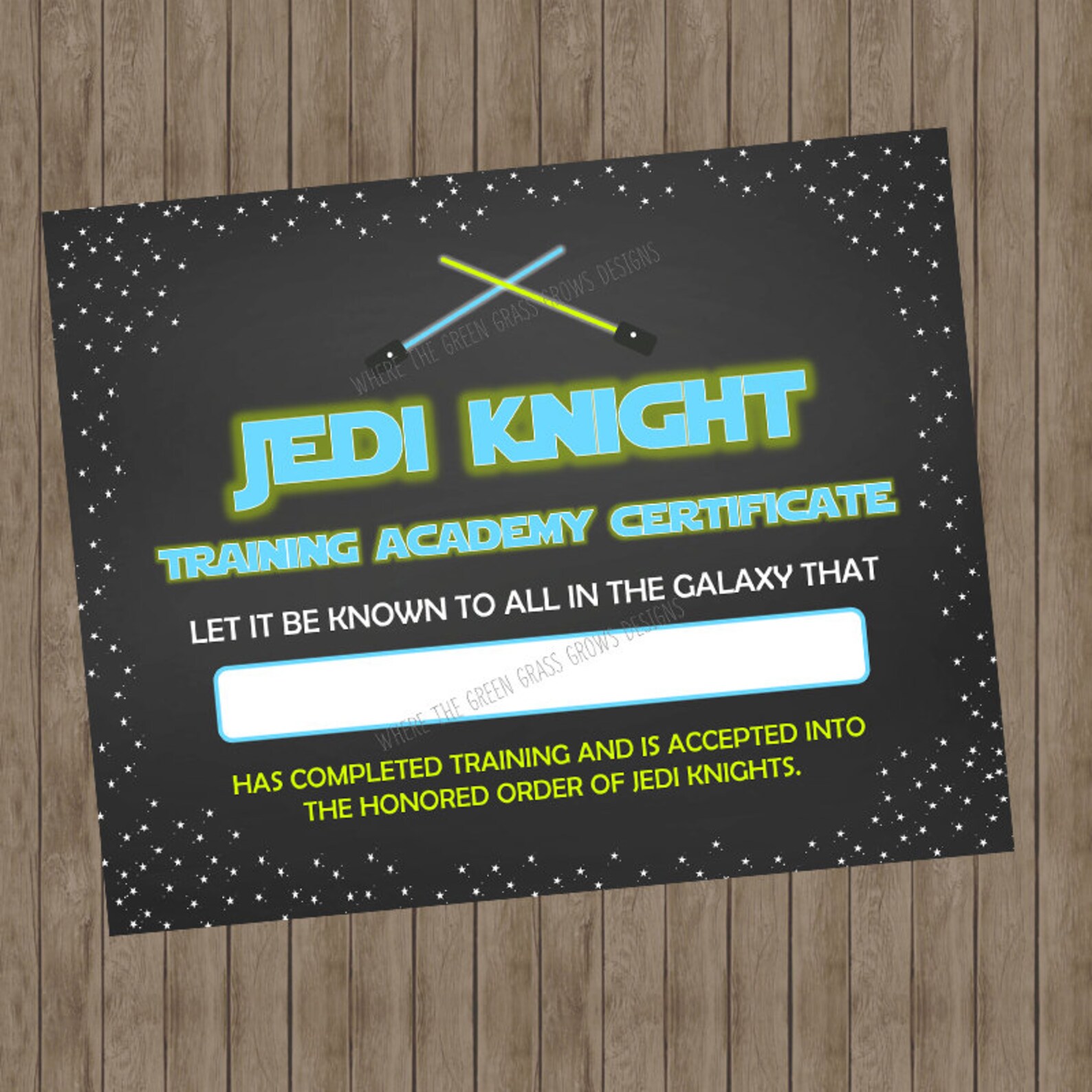 Star Wars Certified Jedi Certificate Printable DIGITAL | Etsy